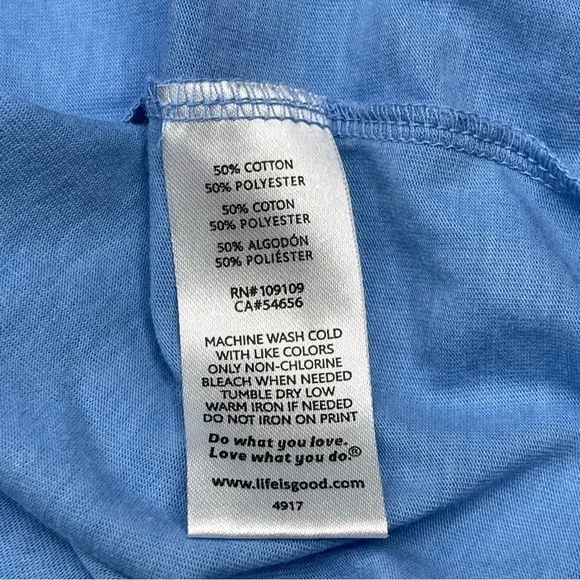 Life is Good Tshirt Blue V Neck Happy Hour Gym Workout Yoga Beach Hiking Gorp - Picture 10 of 10